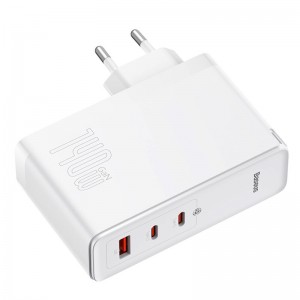 شارژر دیواری فست شارژ Baseus GaN5 Pro CCGP100 3Port 5A QC PD 140W + کابل تبدیل تایپ سی