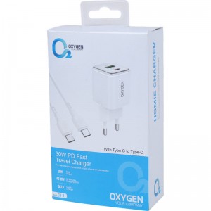 شارژر دیواری 30 وات اکسیژن CH-9 QC3.0 PD 3A + کابل تایپ سی