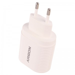 شارژر دیواری فست شارژ Arson AN-W02 4A PD QC3.0 20W + کابل تبدیل تایپ سی