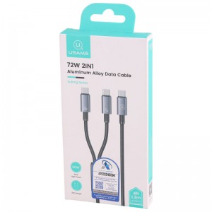کابل 2 سر فست شارژ Usams SJ740 60W 1.2m