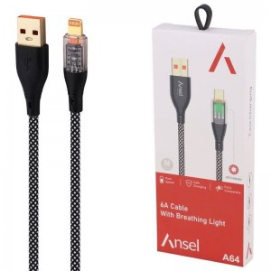 کابل آیفونی فست شارژ Ansel A64 6A 1m