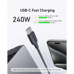 کابل دو سر تایپ سی فست شارژ 140 وات انکر 544A80F6 طول 1.8 متر
