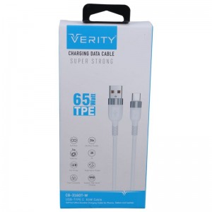 کابل تایپ سی فست شارژ Verity CB-3160T-B 3A PD 65W 1m