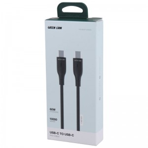کابل تبدیل فست شارژ Green Lion GNPVCUSCTCBK Type-C To Type-C QC 60W 1m
