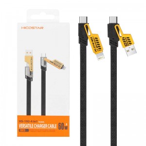 کابل شارژ چندکاره فست شارژ 60 وات هایکو استار HS-192 طول 1 متر