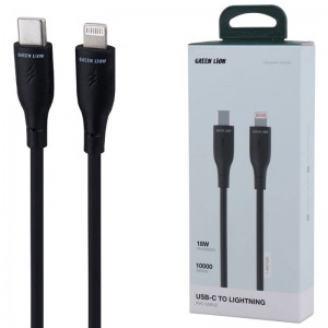 کابل تبدیل فست شارژ Green Lion GNPVCUSCLGBK Type-C TO Lightning QC 18W 1m