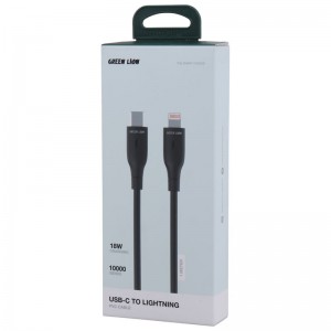 کابل تبدیل فست شارژ Green Lion GNPVCUSCLGBK Type-C TO Lightning QC 18W 1m
