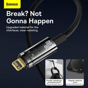 کابل تبدیل فست شارژ Baseus Explorer Series CATS000001 Type-C To Lightning 20W 2.4A 1m