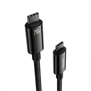 کابل تبدیل فست شارژ Baseus Tungsten Gold CAWJ04000 Type-C To Type-C PD3.1 240W 1m