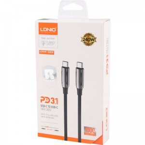 کابل دو سر تایپ سی فست شارژ 240 وات الدینیو LC921C طول 1 متر
