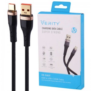کابل تایپ سی فست شارژ 65 وات وریتی CB-3163T طول 1.2 متر