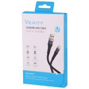 کابل تایپ سی فست شارژ 65 وات وریتی CB-3163T طول 1.2 متر