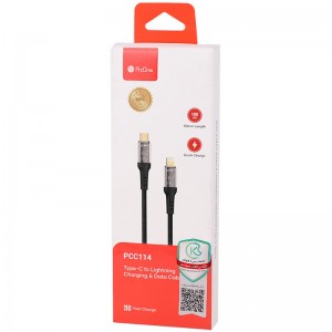 کابل تایپ سی به لایتنینگ فست شارژ 20 وات پرووان PCC114 طول 1 متر
