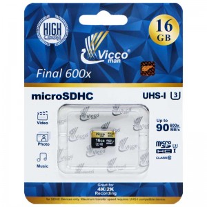 رم میکرو 16 گیگ ویکو Vicco Final U3 90MB/s بدون خشاب