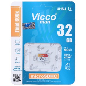 رم میکرو 32 گیگ ویکومن Vicco Man Final 600x A1 V30 U3 C10 90MB/s