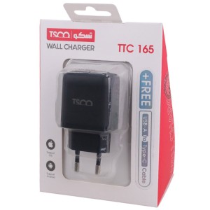 شارژر دیواری 10.5 وات تسکو TTC 165 2.1A + کابل تایپ سی