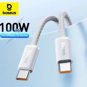کابل دو سر تایپ سی فست شارژ 100 وات باسئوس P10381400111 طول 1 متر