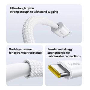 کابل دو سر تایپ سی فست شارژ 100 وات باسئوس P10381400111 طول 1 متر