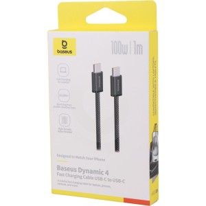 کابل دو سر تایپ سی فست شارژ 100 وات باسئوس P10381400111 طول 1 متر