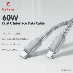 کابل دو سر تایپ سی فست شارژ 60 وات ارلدام EC-205C-C طول 1 متر