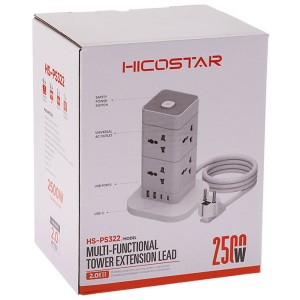 چند راهی 8 خانه هایکو استار HS-PS322 با کابل 2 متری + شارژر USB و Type-C