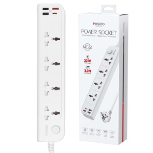 چند راهی 4 خانه یسیدو MC22 با کابل 3 متری + شارژر USB و Type-C