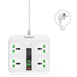 چند راهی 4 خانه ارلدام ES-SC05 با کابل 2 متری + شارژر USB و Type-C