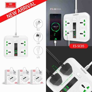 چند راهی 4 خانه ارلدام ES-SC05 با کابل 2 متری + شارژر USB و Type-C