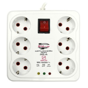 محافظ برق صوتی تصویری 6 خانه ارت دار سارا P256C با کابل 3 متری