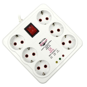 محافظ برق صوتی تصویری 6 خانه ارت دار سارا P256C با کابل 3 متری