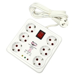 محافظ برق صوتی تصویری 6 خانه ارت دار سارا P256C با کابل 3 متری