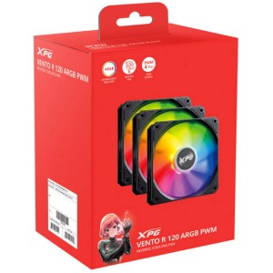 فن کیس ای دیتا XPG VENTO R 120 ARGB PWM سایز 120 میلی متری بسته 3 عددی