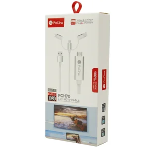 کابل تبدیل Lightning/MicroUSB/Type-C به HDMI پرووان PCH70 طول 2 متر
