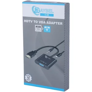 تبدیل HDMI به VGA بایبل C-28 + کابل صدا و کابل Micro USB