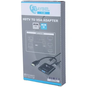 تبدیل HDMI به VGA بایبل C-28 + کابل صدا و کابل Micro USB