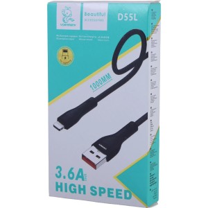 کابل لایتنینگ فست شارژ 3.6 آمپر دنمن D55L طول 1 متر