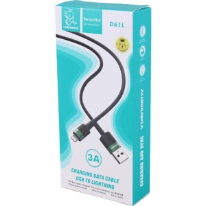 کابل لایتنینگ فست شارژ 3 آمپر دنمن D61L طول 1 متر