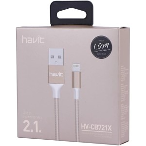 کابل لایتنینگ فست شارژ 2.1 آمپر هویت HV-CB721X طول 1 متر