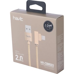 کابل لایتنینگ 2 آمپر هویت HV-CB8503 یکسر L طول 1 متر