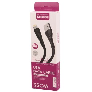 کابل کوتاه لایتنینگ فست شارژ 6 آمپر شوش SH-601i طول 25 سانتی متر