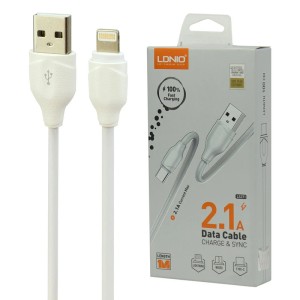 کابل لایتنینگ فست شارژ 2.1 آمپر الدینیو LS371 طول 1 متر