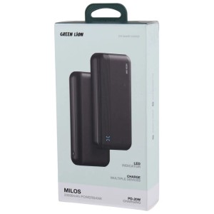 پاور بانک فست شارژ گرین لاین Milos GL-PB84 GNMIL20KPBBK PD 20W ظرفیت 20000 میلی آمپر ساعت