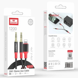 کابل تبدیل AUX به AUX/Lightning ارلدام ET-AUX79 طول 1.2 متر