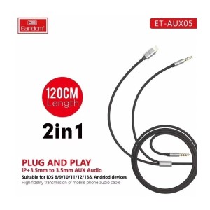 کابل تبدیل AUX به AUX/Lightning ارلدام ET-AUX05 طول 1.2 متر