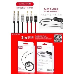 کابل تبدیل AUX به AUX/Lightning ارلدام ET-AUX05 طول 1.2 متر