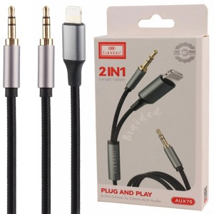 کابل تبدیل AUX به Lightning/AUX ارلدام ET-AUX70 طول 1.2 متر