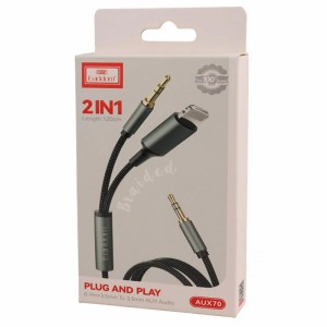کابل تبدیل AUX به Lightning/AUX ارلدام ET-AUX70 طول 1.2 متر