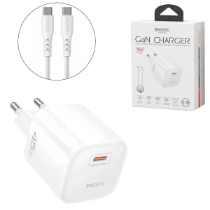 شارژر دیواری 45 وات یسیدو YC116 GaN PD 3A + کابل تبدیل تایپ سی