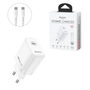 شارژر دیواری 60 وات یسیدو YC115 GaN PD3.2 3A + کابل تبدیل تایپ سی - تصویر 2
