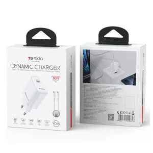 شارژر دیواری 60 وات یسیدو YC115 GaN PD3.2 3A + کابل تبدیل تایپ سی - تصویر 3